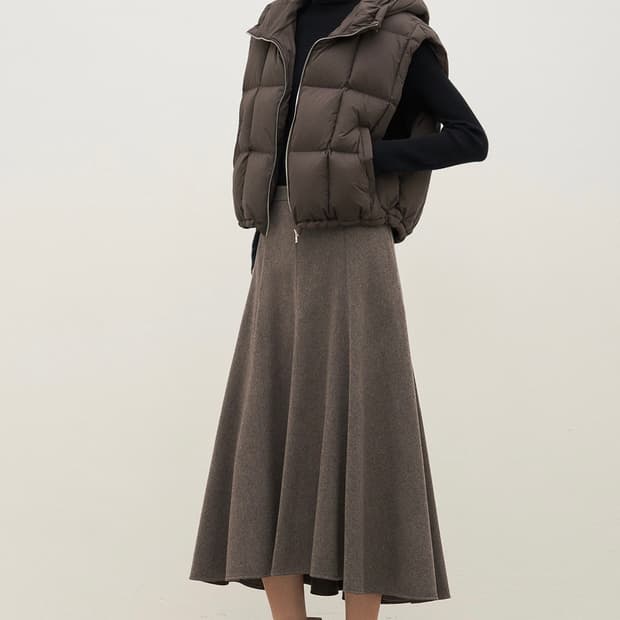 더캐시미어 다운 베스트 구스 패딩 