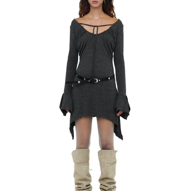 셔링시어미니드레스 차콜