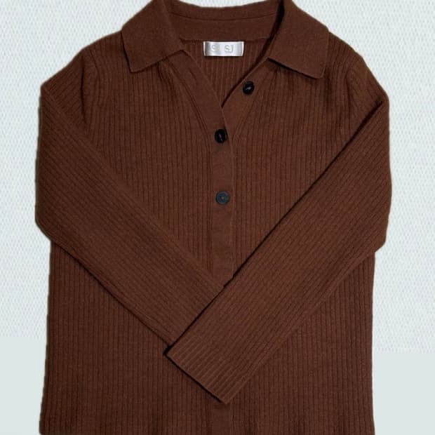 SJ SJ 브라운 골지 카라 니트 ~44사이즈까지