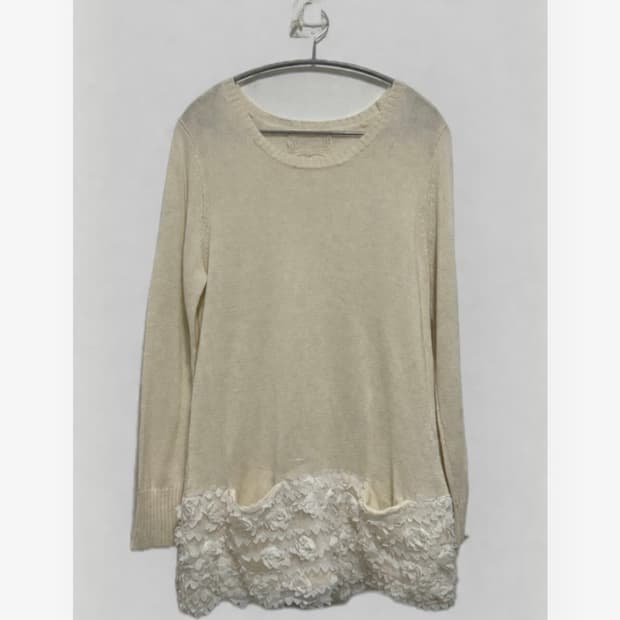 모리걸 레이스 포켓 라운드 니트