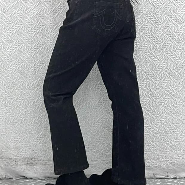 트루릴리전 빈티지 모던락시크 흑청 데님팬츠 32인치 C08422