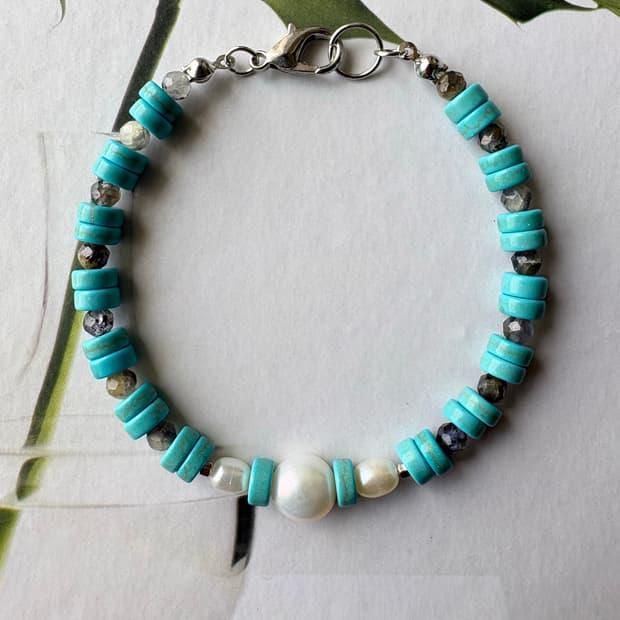 데일리 진주 터키석 팔찌