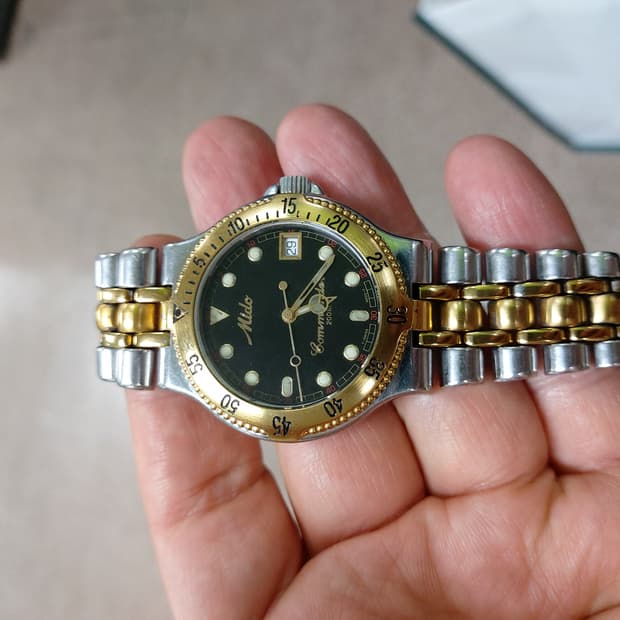 미도 Commander 금장 콤비 시계