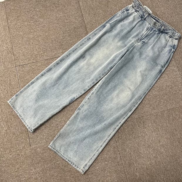 폴리테루 6pk 블리치 와이드 데님팬츠