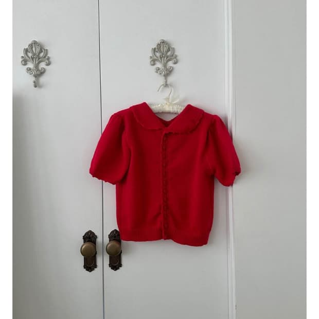 사토미 라디오 Heart puff 가디건 레드