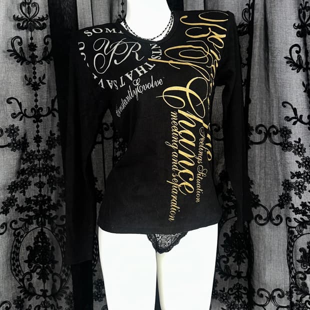 black lettering long-sleeve