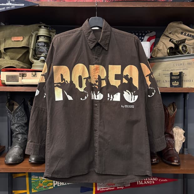 90s 알라잔 카우보이 로데오 프린팅 아트워크 웨스턴셔츠 N516