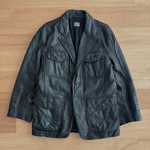 씨피컴퍼니 C.P. 컴퍼니 포켓 블랙 레더 자켓