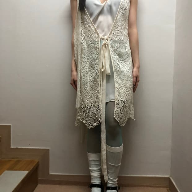 빈티지 레이스 레이어드 롱 가디건