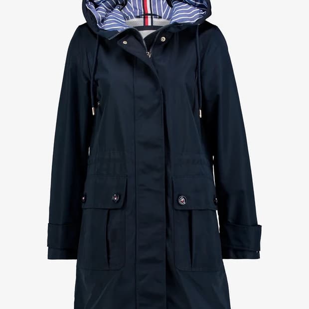 타미힐피거 여성 솔리드 롱 후드 자켓 M