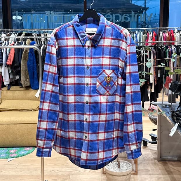 구찌 파블로 델시엘로 블루 플란넬 울 셔츠 