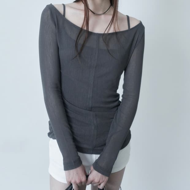 세릭 see-through round top / dark gray