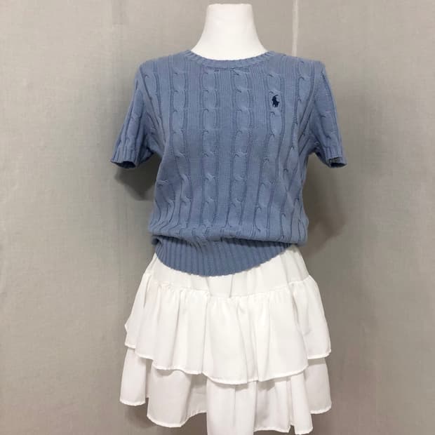 폴로 꽈배기 니트반팔티 M