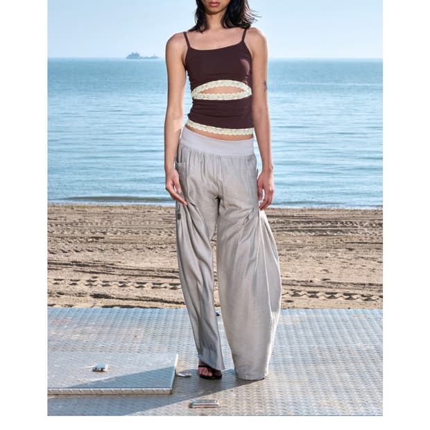 오들리워크샵 Lace Cutout Tank, Burnt