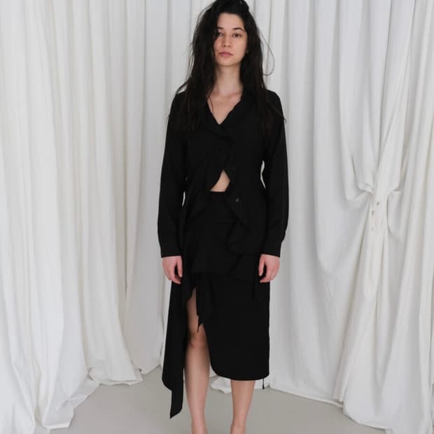 헤브빈 언발란스 랩 스커트