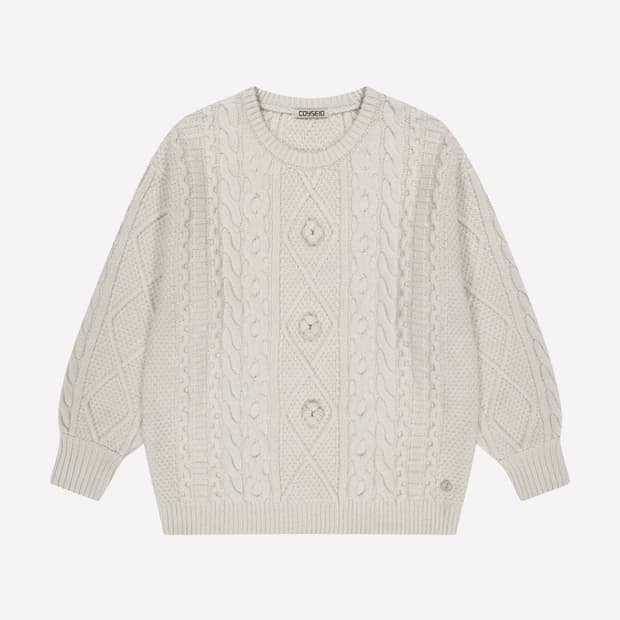 코이세이오 폼폼 케이블 니트 아이보리