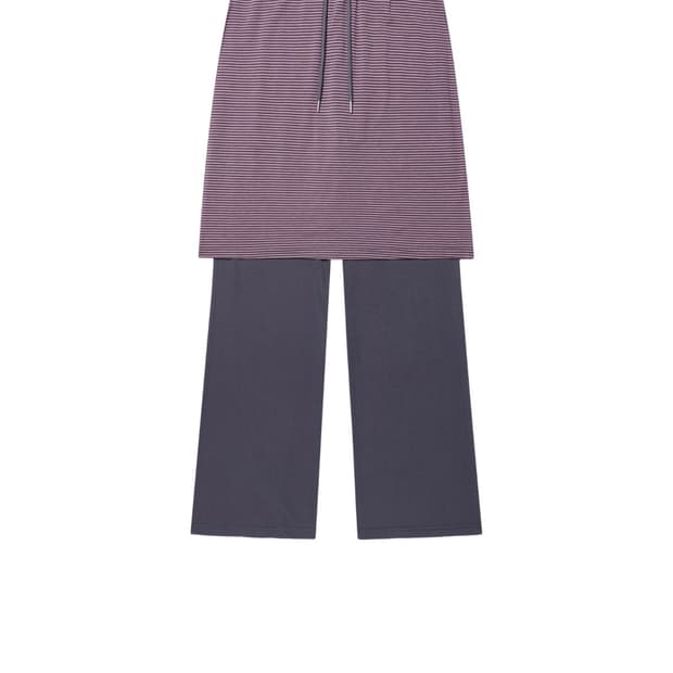 아메스 월드와이드 스트라이프 레이어드 스커트 팬츠 퍼플