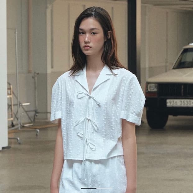 그로브 casey 블라우스 (반팔리본블라우스)