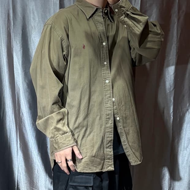 XL 폴로랄프로렌 버건디포니 브라운 코튼 셔츠