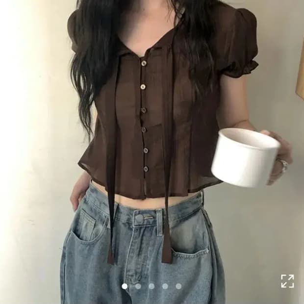 니어웨어 시스 반팔 블라우스 