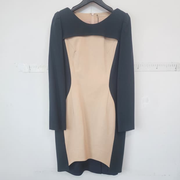 미니멈 블랙/베이지 배색 원피스