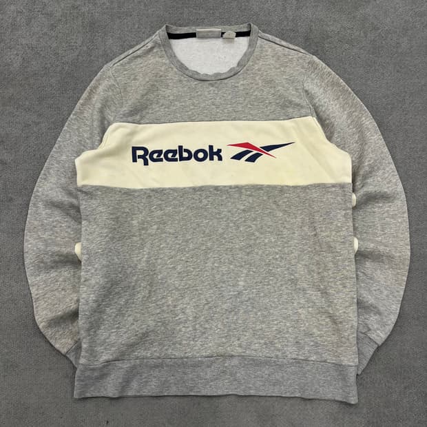 L 리복 그레이 배색 맨투맨