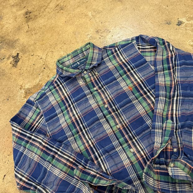 [정품/XL] 폴로 랄프로렌 블루 체크 셔츠 b15