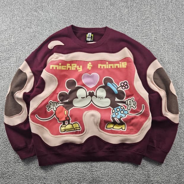 길단X디즈니 미키 아플리케 커스텀 맨투맨 스웻 셔츠 (XL)/ 10815