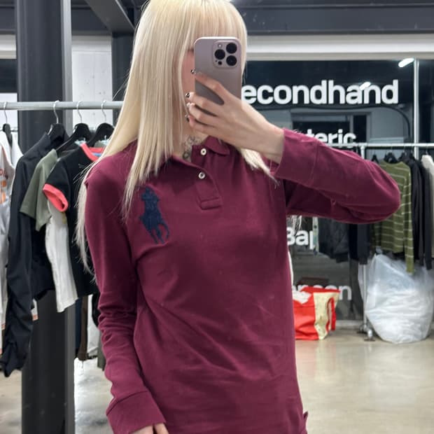 폴로 랄프로렌 빅포니 긴팔 카라 티셔츠 버건디