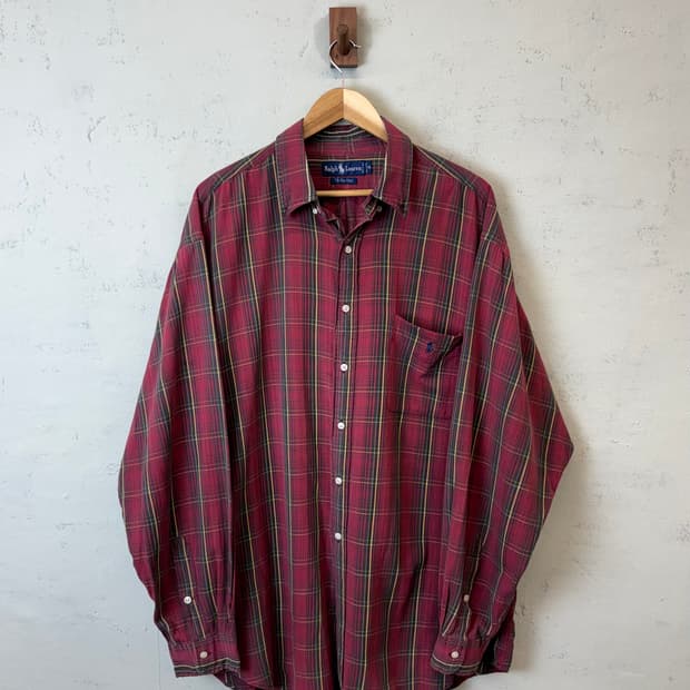 폴로랄프로렌 90s 빈티지 체크 포켓 빅셔츠