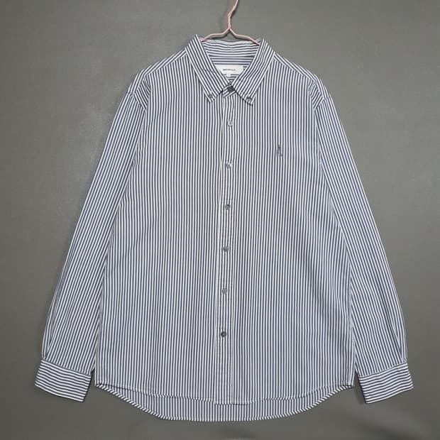 100) 빈폴 멘 신형 24ss 강연 시어서커 스트라이프 셔츠 네이비