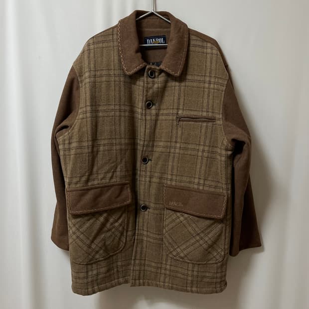 덴폴 체크 모직 코트 자켓 XL/105