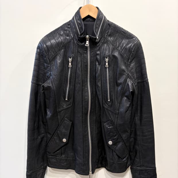 게스 램스킨 바이커 레더 자켓