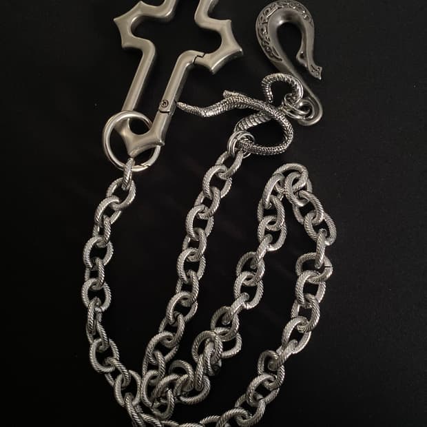 Cross & Snake Heavy Chain Keyring