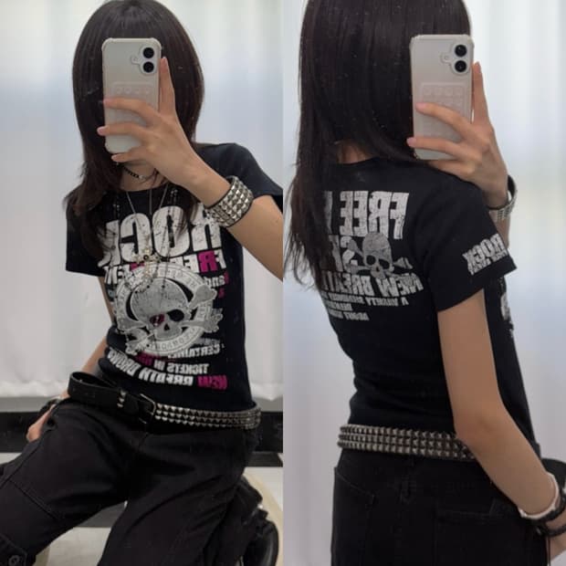 🎸블랙 펑크 프린팅 티셔츠🎸