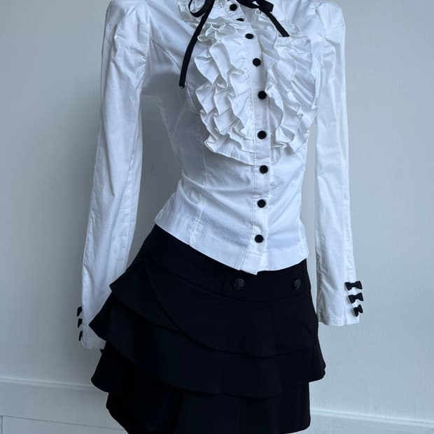 프릴 리본 블라우스