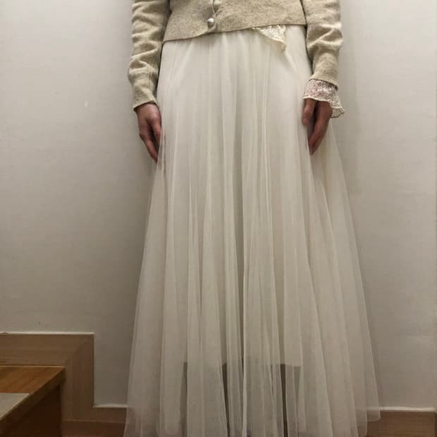 빈티지 화이트 레이스 롱 스커트
