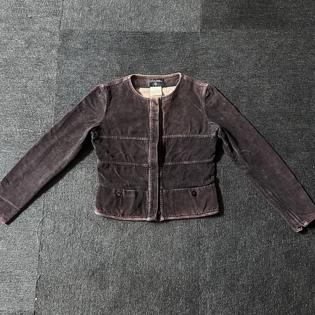 샤넬 02 FW 런웨이 컬렉션 브라운 벨루어 자켓