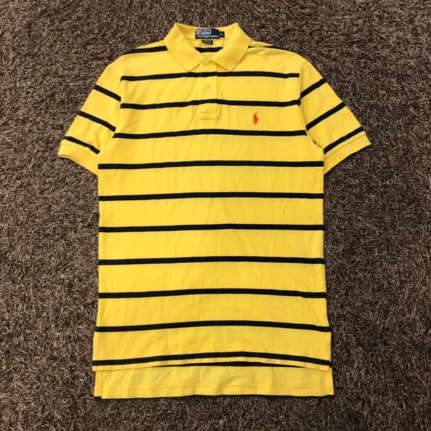 S 폴로 랄프로렌 옐로우 스트라이프 PK 카라 반팔 티셔츠