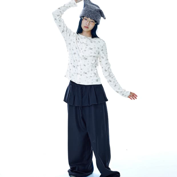 코이세이오 PLEATS OVER WOOL PANTS DARK NAVY