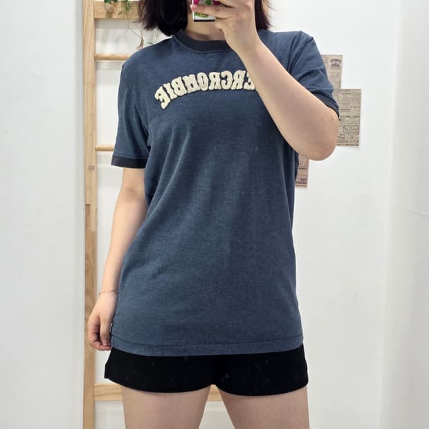 [프립]L/아베크롬비 링거 반팔 티셔츠 네이비