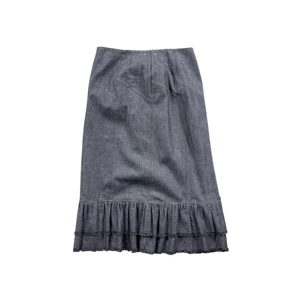 Vintage 흑청 밑단 셔링  치마 