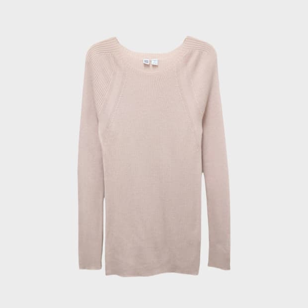 유니클로 핑크  울 래글런 니트 61106