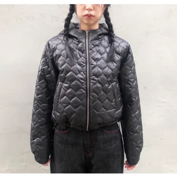 6온스 피치 퀄팅 후드 경량패딩 그린씨