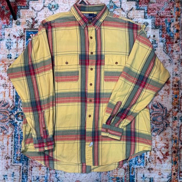 [2XL]폴로 랄프로렌 옐로우 체크 워크셔츠