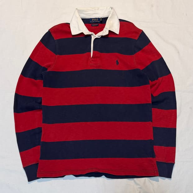 폴로 랄프로렌 롱슬리브 럭비티 네이비 레드