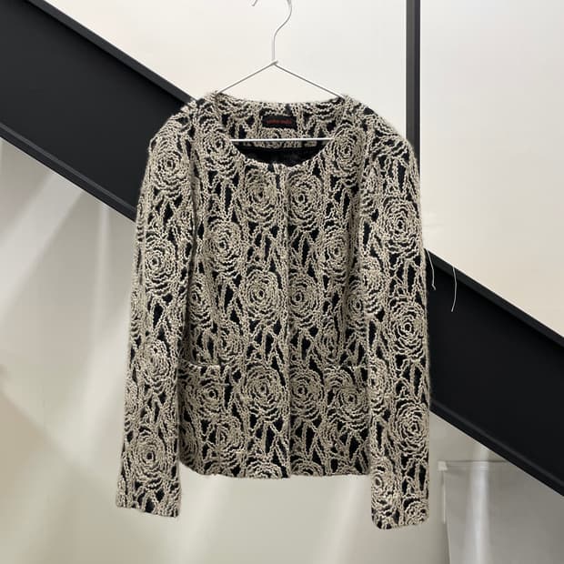 이바나 요시에 로즈 패턴 가디건 자켓