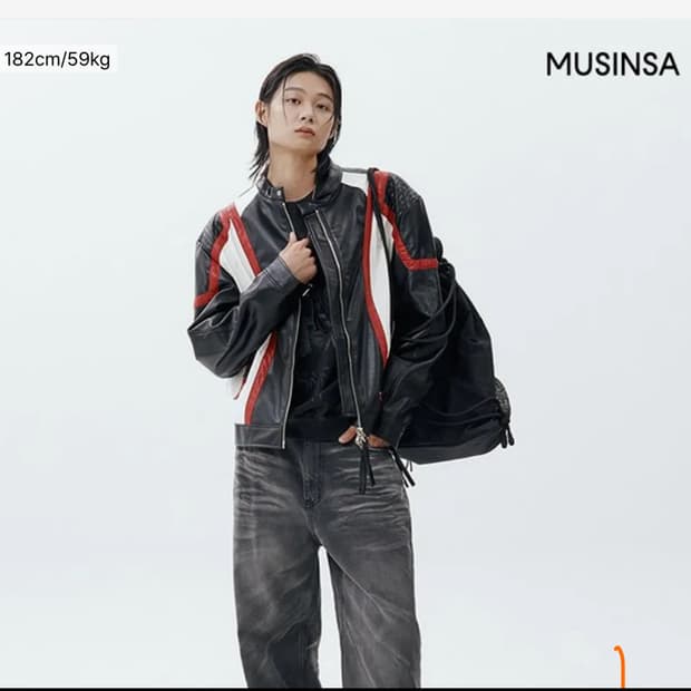 메종미네드 FASCIA BIKER LEATHER JACKET BLACK