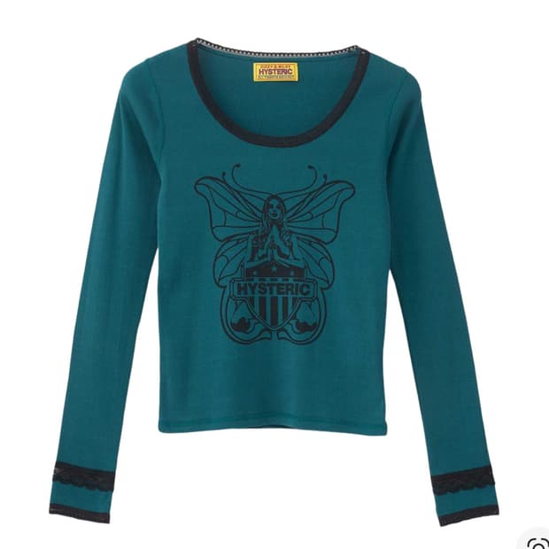 히스테릭 글래머 레비테이티드 걸 치비 티셔츠 그린
