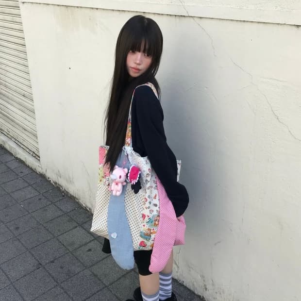 eggu crazy happy reversible tote bag